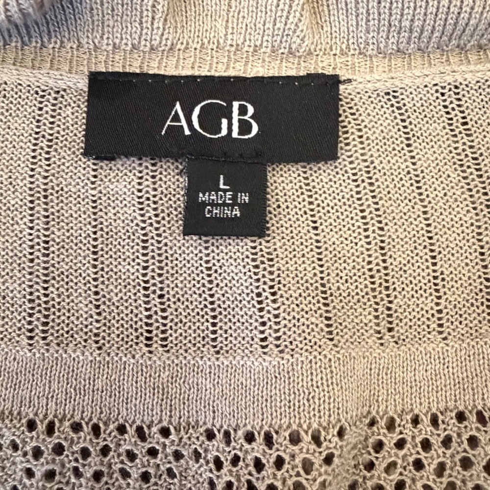 NWT AGB Tan Knit Crochet Ruffle Puff Sleeve, Size Large - Picture 10 of 14